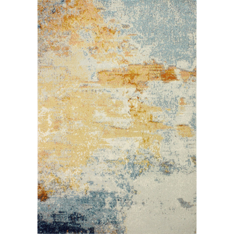 17 Stories Irsay Abstract Blue/Gold Area Rug & Reviews Wayfair
